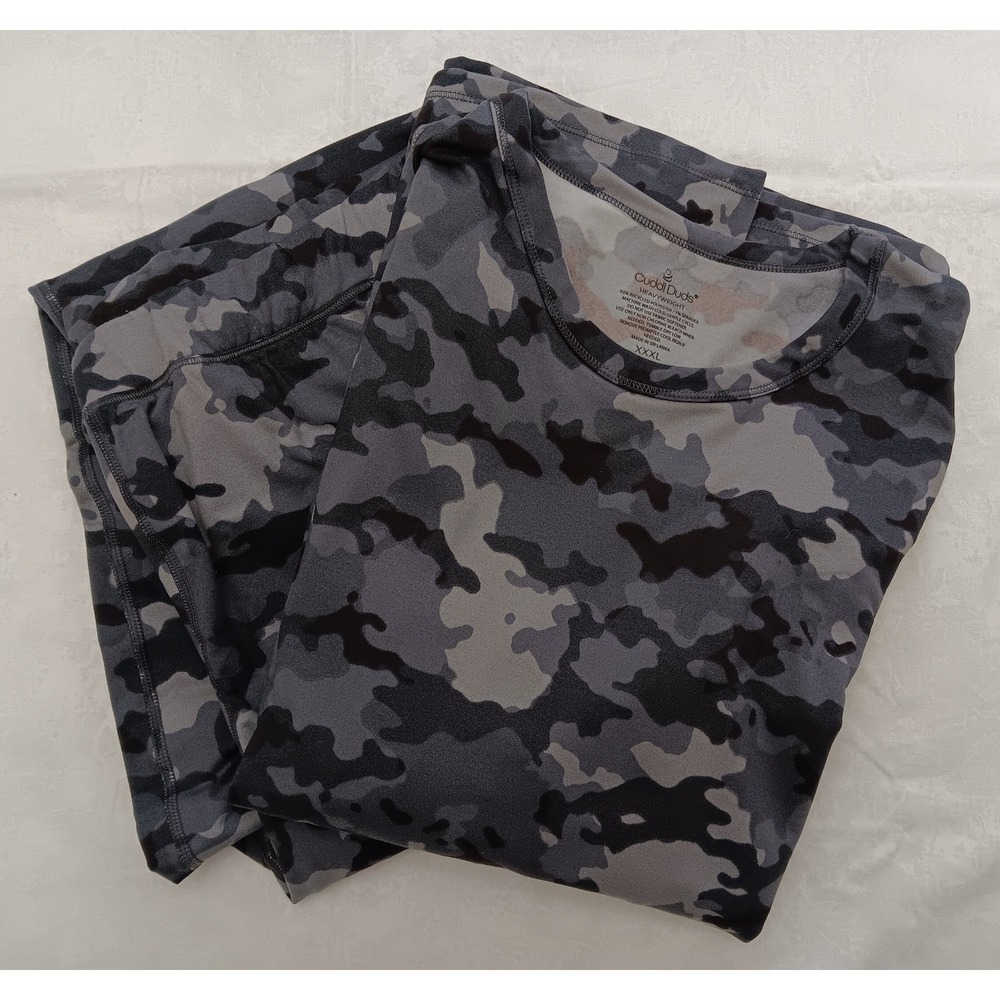 Cuddl Duds Womens Heavyweight Baselayer 2-Piece Set Gray Camo XXXL CD8526104